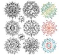 CRASPIRE Mandala Flower Timbri in Gomma Trasparenti Lotus Yoga Boho Riutilizzabili Sigilli per Timbri in Silicone Trasparenti Vintage per Journaling Card Making Decor Fai da Te Scrapbooking Supplies