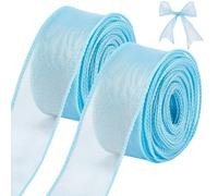 CRASPIRE Nastro in Organza Trasparente Azzurro 40 mm X 10 m Rotolo di Nastro in Chiffon per Artigianato Fai-da-Te, Incartamento di Regalo, Mazzo, Archi, Decorazioni per Feste di Matrimonio