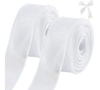 CRASPIRE Nastro in Organza Trasparente Bianco Perla 40 mm X 10 m Rotolo di Nastro in Chiffon per Artigianato Fai-da-Te, Incartamento di Regalo, Mazzo, Archi, Decorazioni per Feste di Matrimonio