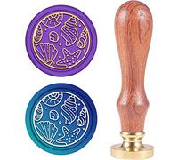 CRASPIRE Ocean Shell Wax Seal Stamp Conch Copper 25mm Vintage Timbro di Tenuta Staccabile Testa in Ottone con Busta Manico in Legno Lettera Biglietto D'Invito Pacchetto Regalo di Nozze Vacanze