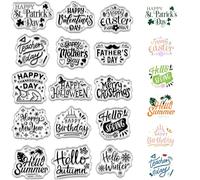 CRASPIRE Parole Timbri Trasparenti Buon Compleanno Diversi Auguri di Vacanza Buon Natale Riutilizzabili Retro Trasparente Sigilli In Silicone per Timbri per Diario Creazione di Carte Album Fotografico