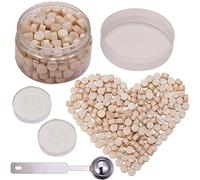CRASPIRE Perline Con Sigillo di Cera 210PCS, Bianco Perla Ottagono Kit Perle Ceralacca Confezionato In Lattina Sigillo di Cera Da 9 mm Con 2 pz Candele Da Tè Bianco 1 cucchiaio di Fusione Metallo Cera
