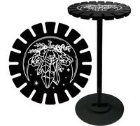 CRASPIRE Porta Pendolo in Legno Fiore di Luna Cristallo Divinazione Ruota da Rabdomanzia Espositore Nero Scaffale Vintage Roma Strega Roba Organizzatore Rack con Borchia per La Casa Tavolo Collana