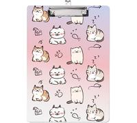 CRASPIRE Portablocco In Acrilico A4 Gatto Lavagna con Clip In Acciaio Inossidabile Rettangolo Animale Strumento di Scrittura Portablocco Decorativo Porta Forme per Forniture per Ufficio Studenti