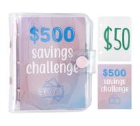 CRASPIRE Raccoglitore Sfida Risparmio Busta Mini 500 Risparmio di Denaro Budget PVC Portafoglio Busta Contanti Raccoglitore Denaro Budget Book Organizer per Risparmiare Cash Stuffing Ufficio Casa