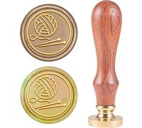 CRASPIRE Retro Timbro Ceralacca, Filati di Lana Timbro Sigillo di Cera Removibile Testa di Timbro in Ottone Sigillato Manico in Legno Removibile per Busta del Contenitore di Regalo invito di Nozze