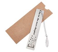 CRASPIRE Segnalibri in Acciaio Inossidabile Segnalibri con Scritte in Argento con Ciondolo in Piuma con Sacchetto di Carta Kraft per Gli Amanti dei Libri (al Prossimo Capitolo)