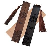 CRASPIRE Segnalibro in Legno 2 Colori Albero della Vita Inciso Segnalibro Regali Segnalibri Farfalla con Ciondolo Nappa per Amanti dei Libri Insegnanti Studenti