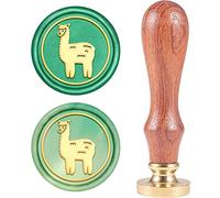 CRASPIRE Sello de Cera Sello Alpaca, Animal Sellos de Cera de Sellado Sello de Madera Retro Sello de Cera 25mm Desmontable Cabeza de Latón Mango de Madera Tarjeta de Regalo de Decoración de Botella