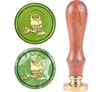 CRASPIRE Sello de Sello de Cera Búho En Rama, Sellos de Cera de Sellado Animal Sello de Latón Retro Sello de Cera 25mm Desmontable Cabeza de Latón Mango de Madera para Botella de Adorno