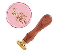 CRASPIRE Sello de Sello de Cera Flor de Magnolia, Sellos de Cera de Sellado Ronn Sello de Latón Retro Sello de Cera 25mm Desmontable Cabeza de Latón Mango de Madera para Botella de Adorno