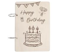 CRASPIRE Set di Biglietti D'Auguri Floreali in Legno Organizer per Biglietti di Auguri di Buon Compleanno Libro Porta Biglietti con Fibbie in Metallo Raccoglitore Etichette per Biglietti Perforatore