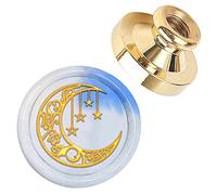 CRASPIRE Sigillo di Cera Testa di Timbro Luna E Stelle Sigillatura Rimovibile Testa di Timbro in Ottone per Buste Regalo Creative Inviti Decorazione di Carte