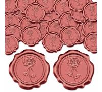 CRASPIRE Sigillo in Ceralacca A Forma di Rosa Rossa 3D 30mm Adesivo Autoadesivo in Cera per Matrimonio, Inviti, Feste, Buste e Confezioni Regalo di Natale