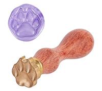 CRASPIRE Stampa della Zampa del Cane 3D Timbro Sigillo di Cera Timbro Ceralacca Cucciolo Timbro Sigillante Testa in Ottone Rimovibile con Manico in Legno per Biglietti D'Invito Carte Regalo