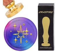 CRASPIRE Stelle Timbro Sigillo di Cera Timbro Ceralacca 30 mm Testa Removibile in Ottone Lucido A Quattro Punte Timbro Sigillo Vintage con Manico in Legno per Decorazioni per Feste di Compleanno