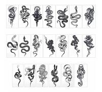 CRASPIRE Tatuaggi Temporanei Serpente Adesivi Tatuaggio Temporaneo Rosa Nera e Serpente Impermeabile Braccio Collo Trucco Tatuaggi Cosmo Carta Adesivi Razzo Art