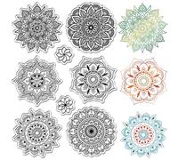 CRASPIRE Timbri in Gomma Trasparente Fiore Mandala Piante Riutilizzabili Sigilli in Silicone Trasparente retrò per Scrapbooking Album Fotografico Decorativo Journaling Card Making Regali di Natale