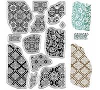 CRASPIRE Timbri Trasparenti con Motivo Floreale Timbro con Texture di Sfondo Timbro in Silicone Trasparente retrò Riutilizzabile Sigilli per Diario Creazione di Biglietti Scrapbooking Album