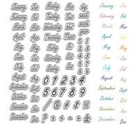 CRASPIRE Timbri Trasparenti con Parole Data Mese Numero Timbro Postale Riutilizzabile Sigilli per Timbri in Silicone Trasparente per La Creazione di Carte di Diario Decor Fai da Te Scrapbooking