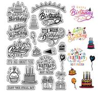 CRASPIRE Timbri Trasparenti di Buon Compleanno per La Creazione di Biglietti Parole di Benedizione Timbri in Gomma Trasparenti Timbri in Silicone Riutilizzabili Artigianato Fai da Te Scrapbooking