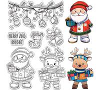 CRASPIRE Timbri Trasparenti di Gomma di Buon Natale Campanelle di Babbo Natale Luci di Natale Timbri in Silicone Trasparenti Riutilizzabili per Natale Diario Invernale Creazione di Biglietti