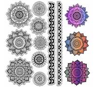 CRASPIRE Timbri Trasparenti Floreali Timbro Mandala Trasparente in Silicone Timbro Fiore Sigilli Timbro Artigianale Riutilizzabili Vintage Sigillatura per Carta di Diario Fatta A Mano Foto