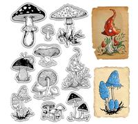 CRASPIRE Timbri Trasparenti Fungo Sottobosco Vintage Riutilizzabili Timbro Postale retrò Sigilli per Timbri in Silicone Trasparente per La Creazione di Carte di Journaling Decor Forniture