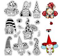 CRASPIRE Timbri Trasparenti Gnomo Elfo Nano Coccinella Timbro Postale Riutilizzabile Sigilli per Timbri In Silicone Trasparente per La Creazione di Carte di Diario Decor Fai Da Te Scrapbooking Cornice
