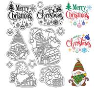 CRASPIRE Timbri Trasparenti in Gomma di Babbo Natale Timbri in Silicone Trasparenti Riutilizzabili Timbri di Buon Natale per Regali di Natale Invernali Fai da Te Scrapbooking Journaling Biglietti
