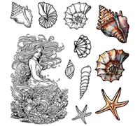 CRASPIRE Timbri Trasparenti in Gomma per La Creazione di Biglietti Estate Mare Oceano Conchiglia Stella Marina Mondo delle Fiabe Timbri Trasparenti in Gomma per Carta Album Fotografico Artigianato