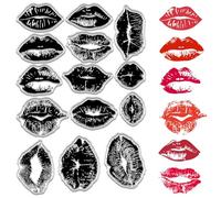 CRASPIRE Timbri Trasparenti Labbra Bacio Labbra Amore San Valentino Timbro in Gomma Siliconica Decorativo Sigilli Riutilizzabili Timbri per Fai da Te Creazione di Biglietti di Auguri Fatti A Mano