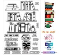 CRASPIRE Timbri Trasparenti per Libri e Scaffali Vintage per La Creazione di Biglietti Parole Timbri in Gomma Trasparenti Timbri in Silicone Riutilizzabili Artigianato Fai da Te Scrapbooking Foto