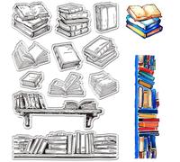 CRASPIRE Timbri Trasparenti per Libri Libreria Scaffale Scrivania Vintage Riutilizzabili Sfondo in PVC Timbro Postale Timbro in Gomma Siliconica Sigilli per Scrapbooking Journaling Goffratura