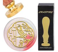 CRASPIRE Timbro con Sigillo in Ceralacca Rondine Uccello su Ramo Fiori 25mm retrò Vintage Rimovibile Testa in Ottone Dorato con Manico in Legno per Buste da Matrimonio Biglietti Regalo di Compleanno