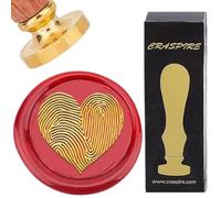 CRASPIRE Timbro di Ceralacca A Forma di Cuore con Impronta Digitale 25mm Rimovibile con Testa in Ottone Vintage Manico in Palissandro Invito per Feste di Compleanno Matrimonio Busta Confezione Regalo