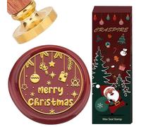CRASPIRE Timbro di Ceralacca Buon Natale con Fiocco di Neve e Stella Confezione Regalo da 30mm Sostituibile con Testa in Ottone e Manico in Legno per Inviti Natalizi Buste Biglietti Confezioni