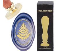 CRASPIRE Timbro di Ceralacca Vintage A Forma di Foglia di Felce Timbro di Ceralacca di Ricambio Testa in Ottone Rimovibile con Manico in Legno per Buste Inviti Scrapbooking Imballaggio Decorazione