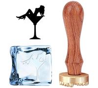 CRASPIRE Timbro di Ghiaccio Timbro di Cubetti di Ghiaccio di Bellezza Bicchiere da Cocktail con Testa in Ottone Rimovibile da 1.2 Pollice e Manico in Legno Timbro di Ghiaccio per Whisky Mojito