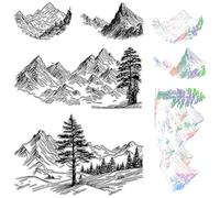 CRASPIRE Timbro di Gomma Trasparente di Montagna Timbro di Silicone Trasparente della Foresta Timbro per Giornalismo Creazione di Biglietti Fai da Te Scrapbooking Album Fotografico Fatto A Mano