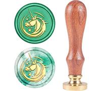CRASPIRE Timbro in Cera con Sigillo retrò in Ottone Unicorno, Animale di Cera Removibile Testa di Timbro in Ottone Sigillato Manico in Legno per Busta del Contenitore di Regalo invito di Nozze