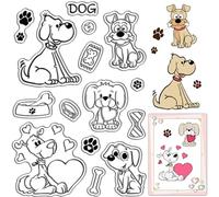 CRASPIRE Timbro in Gomma Cane Animale Vintage Trasparente Timbri Trasparenti Guarnizioni in Silicone Timbro per Confezione Regalo Decorazione Fai da Te Scrapbooking Album Fotografico Carte Creazione