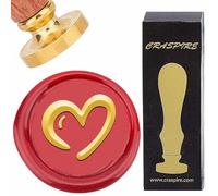 CRASPIRE Timbro per Ceralacca A Forma di Cuore 30mm Rimovibile Cuore d'Amore Testa in Ottone con Manico in Legno retrò Vintage per Matrimonio Compleanno Busta Invito Confezione Regalo