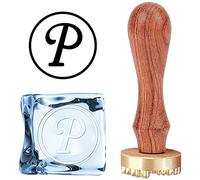 CRASPIRE Timbro per Ghiaccio Lettera P Timbro per Cubetti di Ghiaccio Timbro per Marchio del Ghiaccio con Testa in Ottone Rimovibile e Manico in Legno Vintage 1.1" Timbro per Ghiaccio