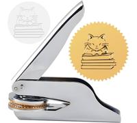 CRASPIRE Timbro per Goffratura per Libri e Biblioteca - Gatto e Libro in Acciaio Inossidabile - Sigillo Manuale per Notaio Con Scatola di Plastica per Buste