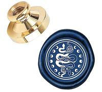 CRASPIRE - Timbro per sigillo di cera con luna e serpente, 25 mm, stile vintage, con testa in ottone solo per buste, biglietti di invito, regalo, matrimonio, Halloween, Natale, Capodanno