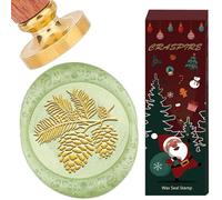 CRASPIRE Timbro Sigillo Cera Pigna 30mm Rami Rimovibili Testa in Ottone con Manico in Legno Vintage retrò Timbro Ceralacca per Matrimonio Natale Festa Compleanno Buste Inviti Confezione Regalo