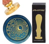 CRASPIRE Timbro Sigillo Ceralacca Stella Luna Timbro Sigillo Cera Sole 25 mm Testa in Ottone Rimovibile retrò con Manico in Palissandro per Buste Fai da Te Scrapbooking Invito A Nozze Pacchetti