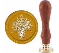 CRASPIRE Timbro Sigillo di Cera Bouquet di Grano Timbri di Ceralacca per Piante Timbri di Ceralacca Spiga di Grano 30 mm/1.18 Pollici Timbro Sigillante Testa in Ottone Rimovibile con Manico in Legno