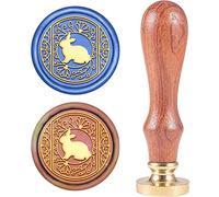 CRASPIRE Timbro Sigillo di Cera Coniglio in Fiore, Timbro Ceralacca Animale Timbro in Legno retrò Sigillo di Cera 25mm Removibile Testa D'Ottone Manico in Legno per La Decorazione della Bottiglia